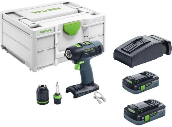 Festool batteridrevet bor-/skrutrekker T 18+3 HPC 4,0 I-Plus i Systainer3