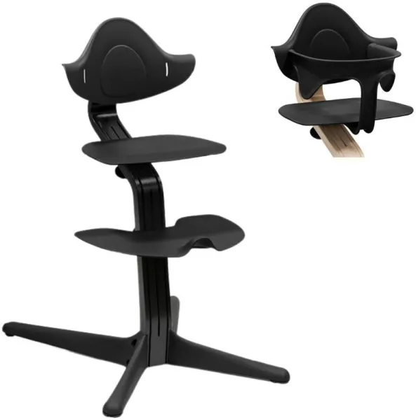 Høystol bøk - svart inkl. babysæt