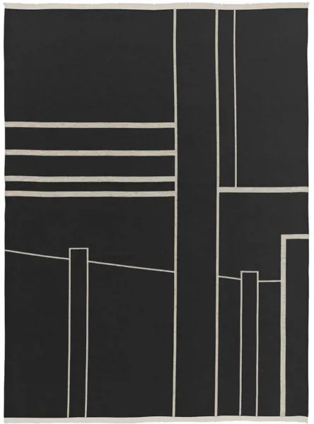 KRISTINA DAM STUDIO Architecture pledd - offwhite og svart bomull (180x130)