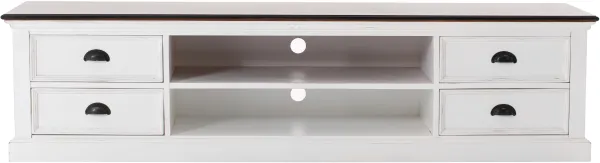 NOVASOLO Halifax TV-bord - hvit/brun mahogni m. 4 skuffer og 2 rom
